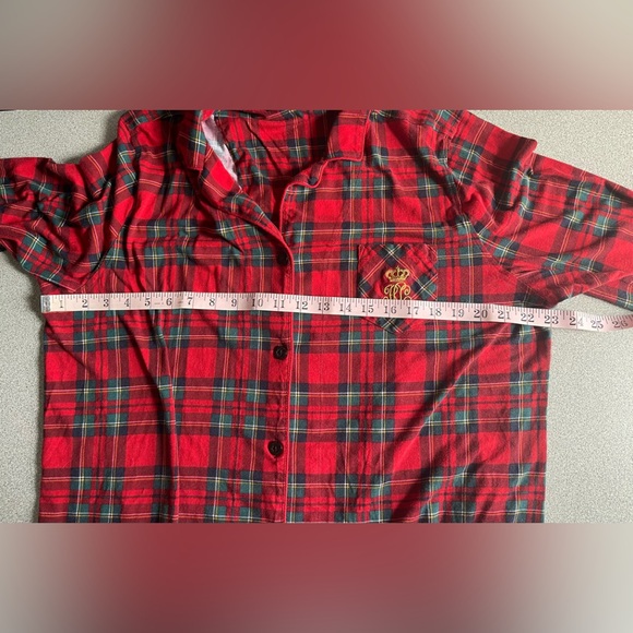 Lauren Ralph Lauren Red Plaid Button Down Sleep Shirt Size 1X - Picture 7 of 9
